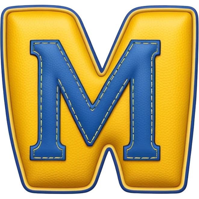 blue and yellow M letter with American football  emoji