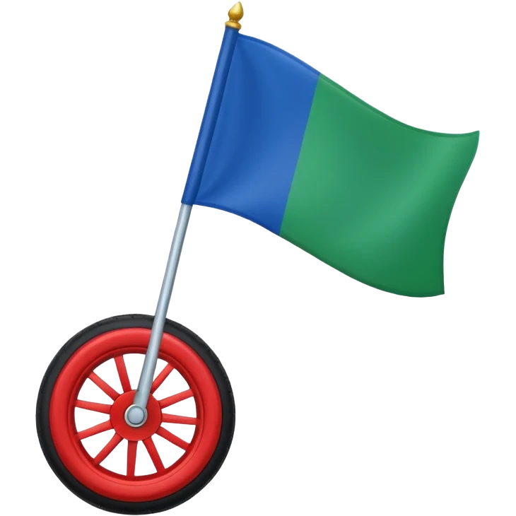 Emoji drapeau moitié à la verticale bleu en haut vert en bas avec une roue rouge au millieu  roue en plein millieu du drapeau emoji