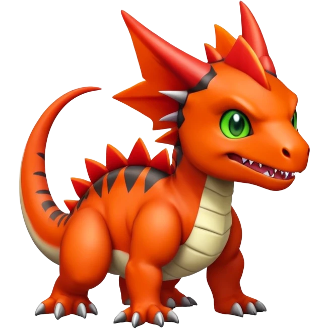 Cute Chibi Digimon-Guilmon-Tyrunt-hybrid (full body) emoji