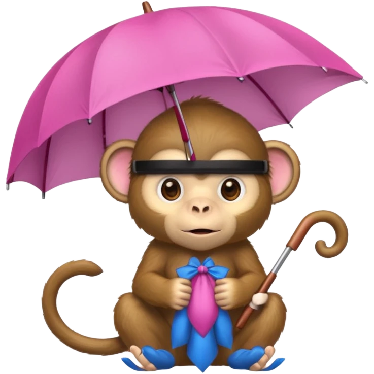 monkey with pink umbrella closeup view emoji