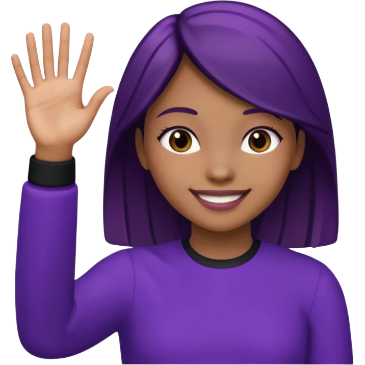 purple black girl raising her hand emoji