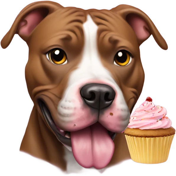 Pitbull eating cupcake emoji