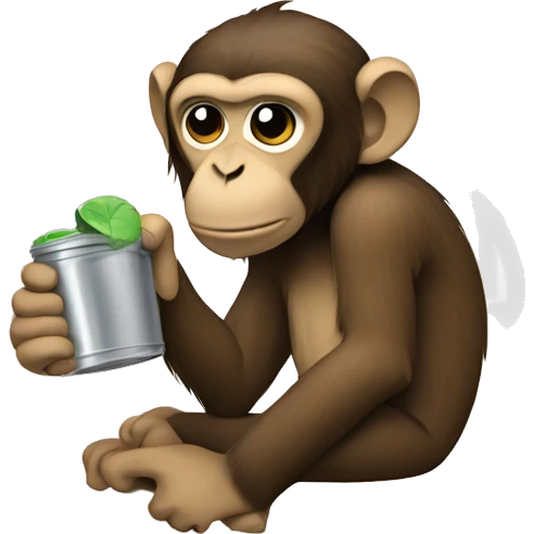 Monkey drinking out of a Stanley  emoji