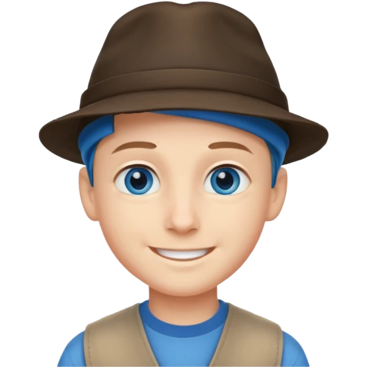 smiling boy in stylish hat with blue eyes  emoji