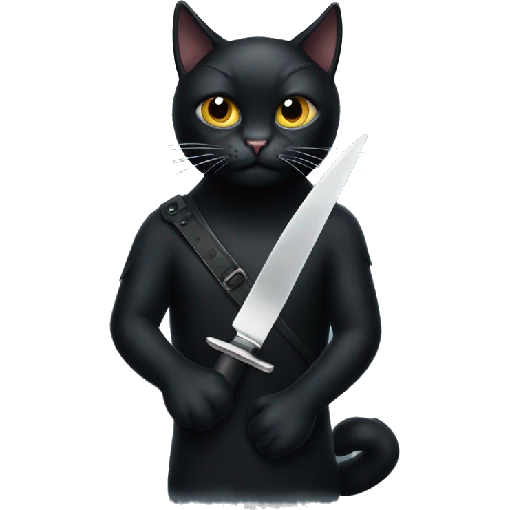 Black cat with knife emoji