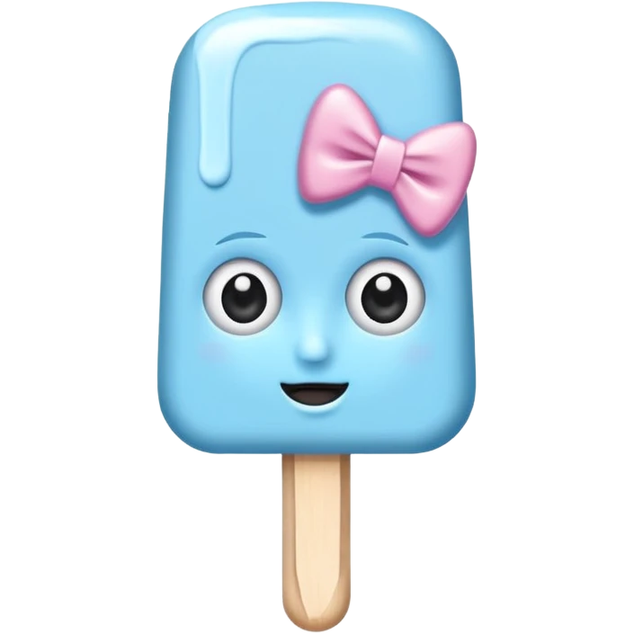 monochrome popsicle with eyes and head bow emoji