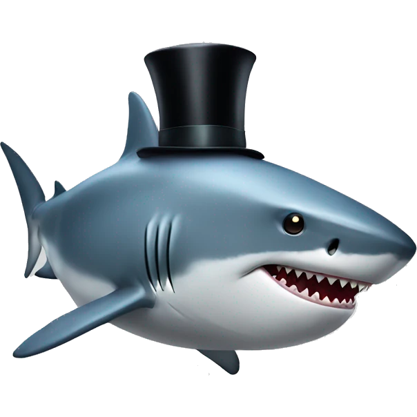 Shark with a top hat emoji