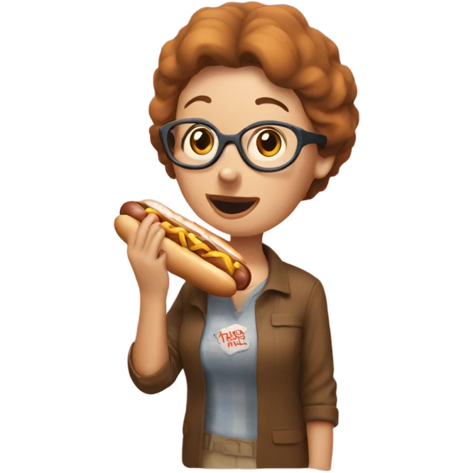 nancy gribble eating a hot dog emoji