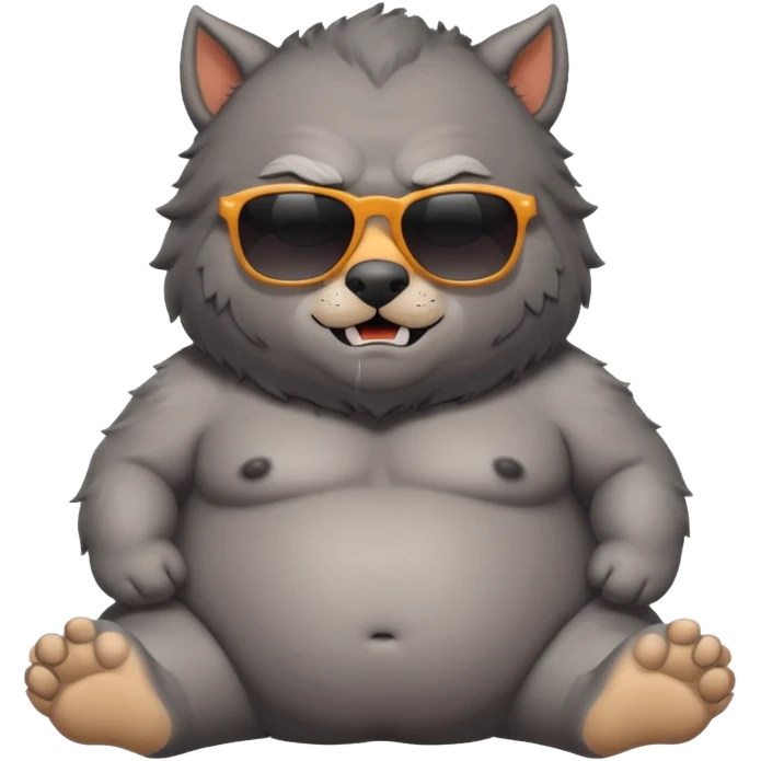 A chubby werewolf sunbathes on the beach emoji
