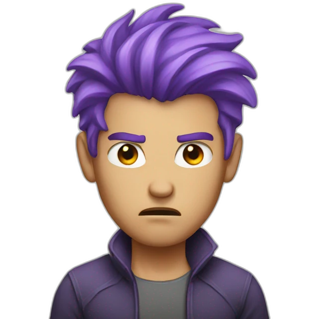 guy with purple hair angry emoji
