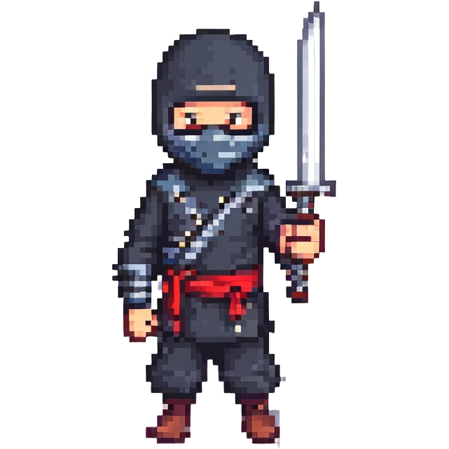 masked ninja with sword emoji