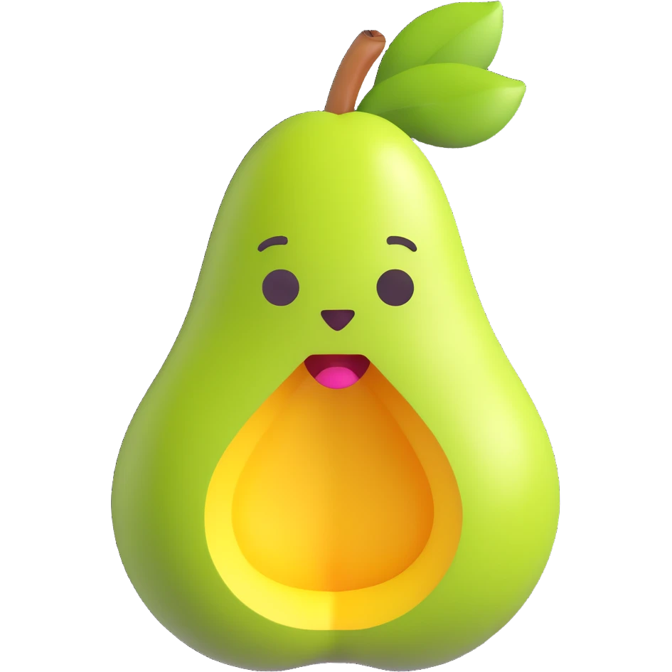 Edit the image to depict a cross-section of a pear in a natural and three-dimensional way, without any facial expression, with no background, in the 3D Emoji style. emoji
