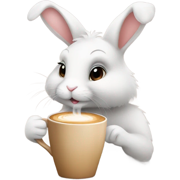 Female bunny drinking coffee emoji
