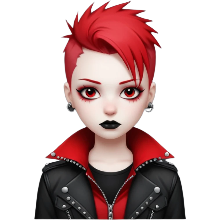 A cool urban punky gothic badass edgy black white and red styled outfit (aesthetic, clothes, clothing, loose object, apparel)  emoji
