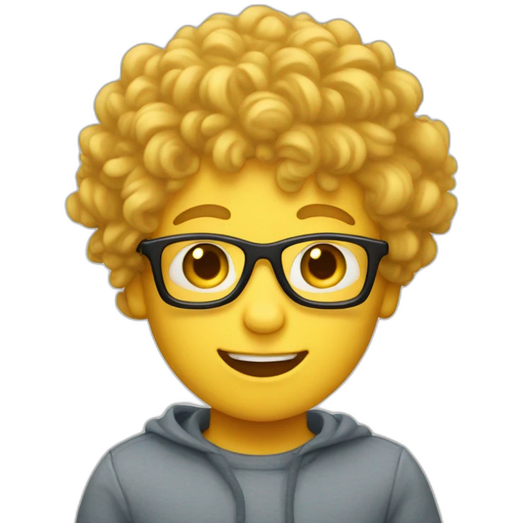 a silly boy with black eyeglasses and curly yellow hair on topnot much hair and white skin emoji