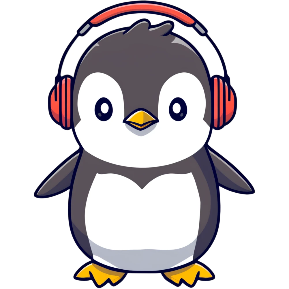 Penguin wearing headphones  emoji