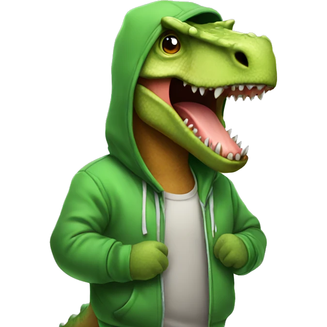 Dinosaur wearing a hoodie emoji