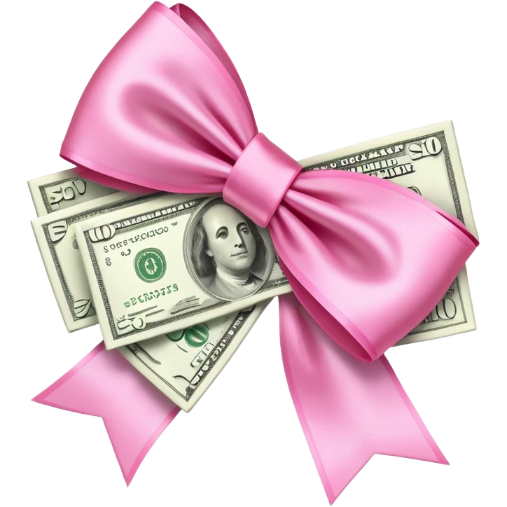 Money cash with pink bow emoji