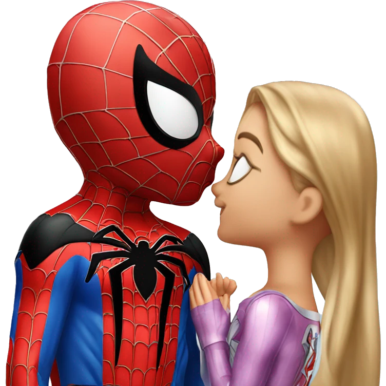 Hello kitty kissing spider man  emoji