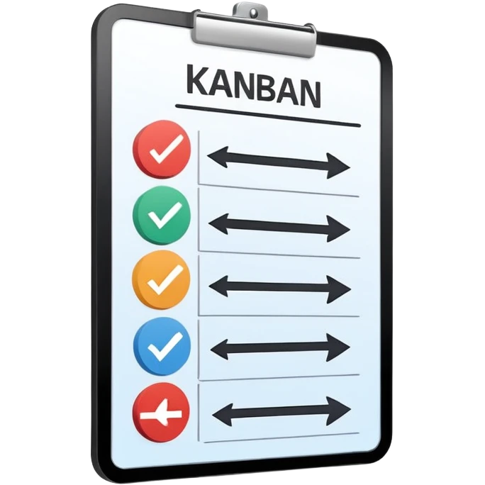 Minimalistic flat vector icon, iOS style, thin black contour on white background. Simple kanban board with circular arrow above it. Clean, no text, no shadows emoji