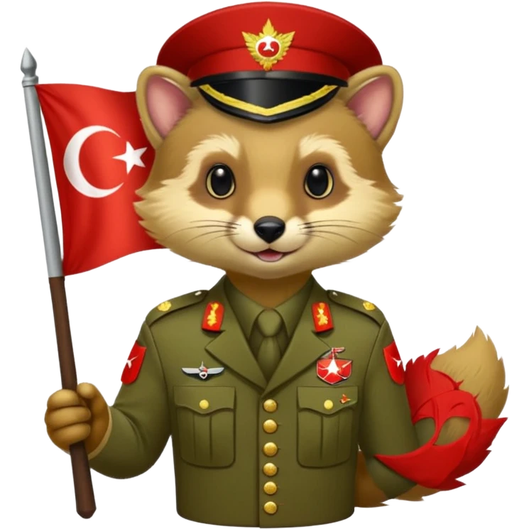  PineMarten in military uniform Türkiye  emoji