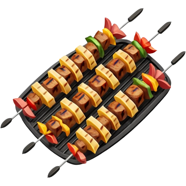 grilled shish kebab object icon, meat skewers with grill marks, 3D cartoon, mobile game icon style, clean background, no text, no watermark
 emoji