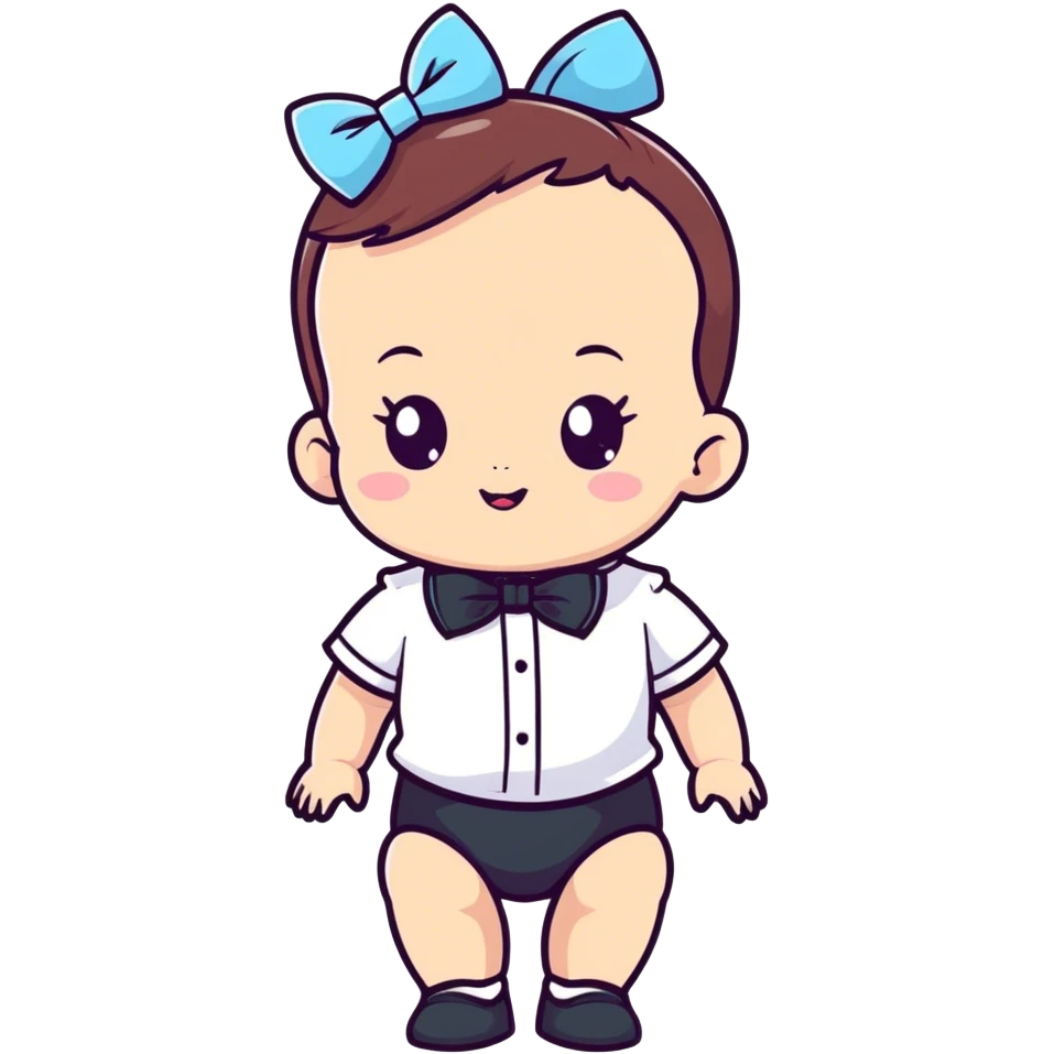 Baby girl with a bow tie emoji