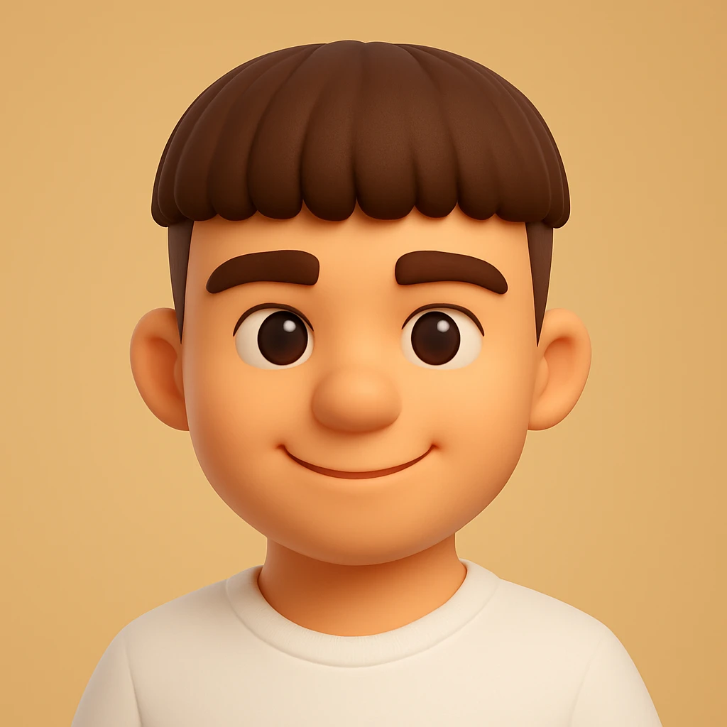 Create a 3D emoji style portrait with smooth shading, vibrant colors, and a friendly expression, resembling Microsoft style 3D fluent emojis. emoji