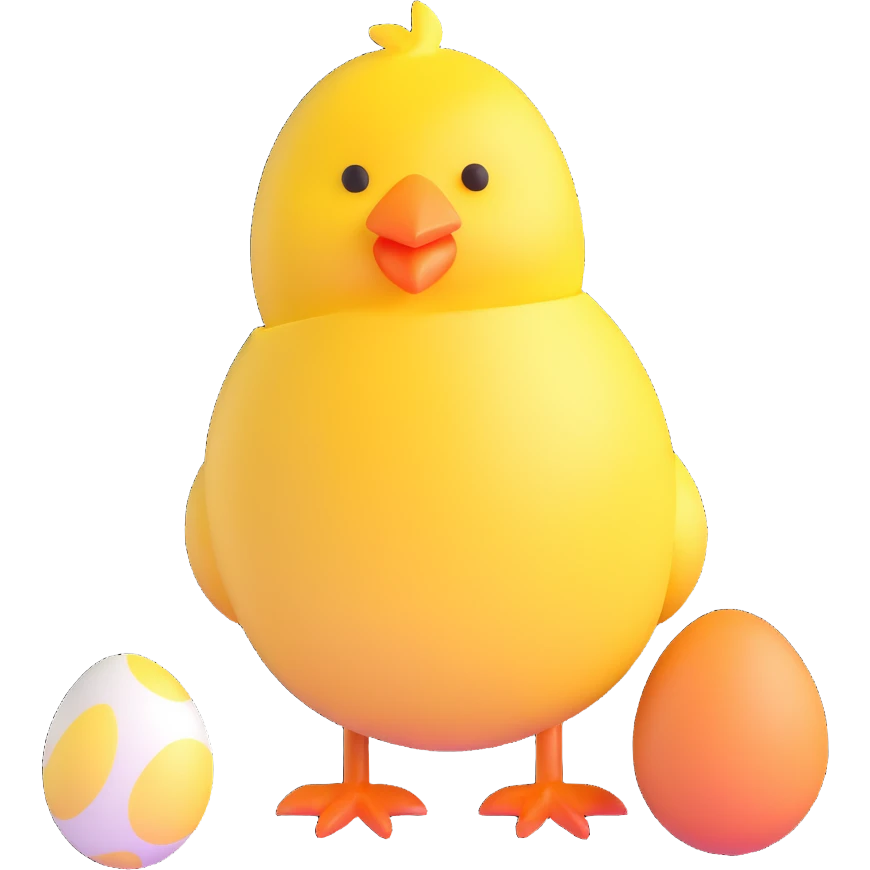 Easter chick with egg shell emoji