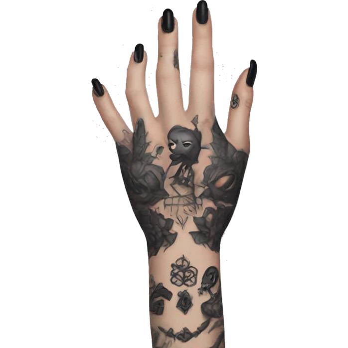 Feminine arm, black fingernails and gothic tattoos  emoji