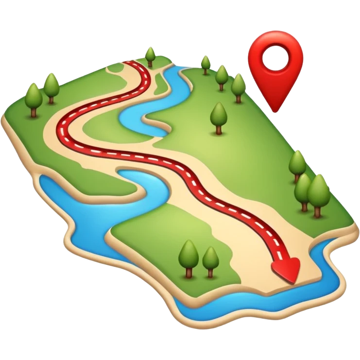 Create a realistic emoji of a map with a red route  emoji