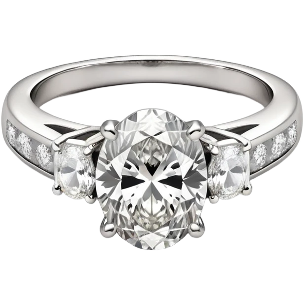 Large Oval Engagement ring diamond channel set band  emoji