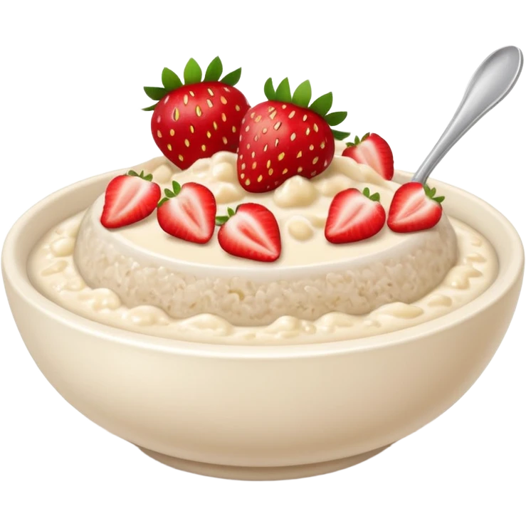 A bowl of porridge with strawberries  emoji