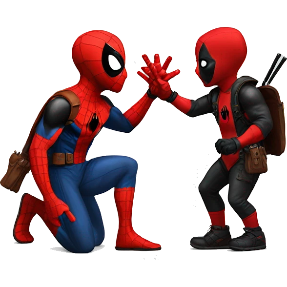Spider-man and deadpool high five emoji