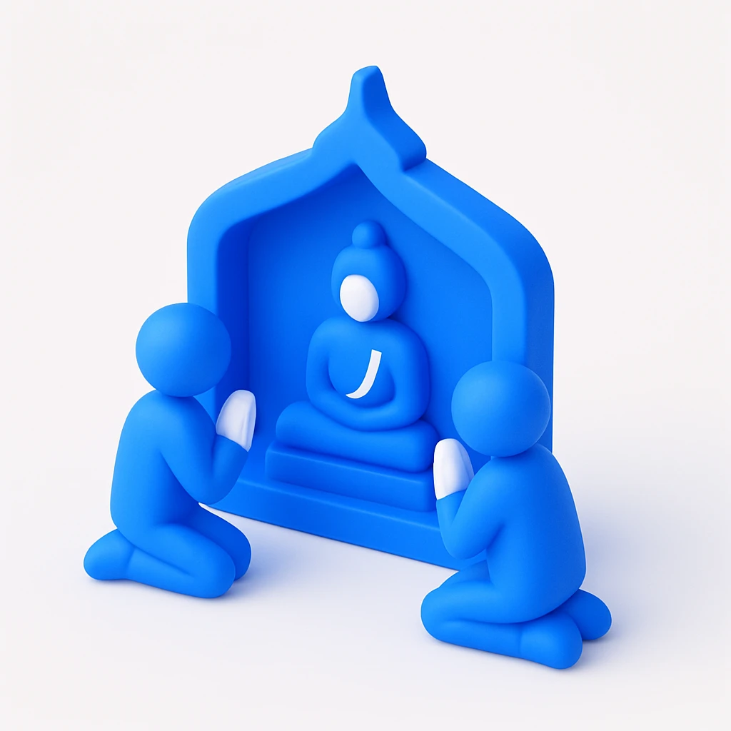 people praying in a Buddhist temple emoji