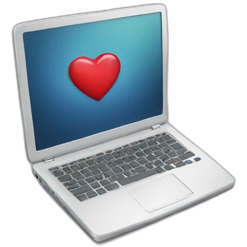 laptop with a heart on the screen emoji