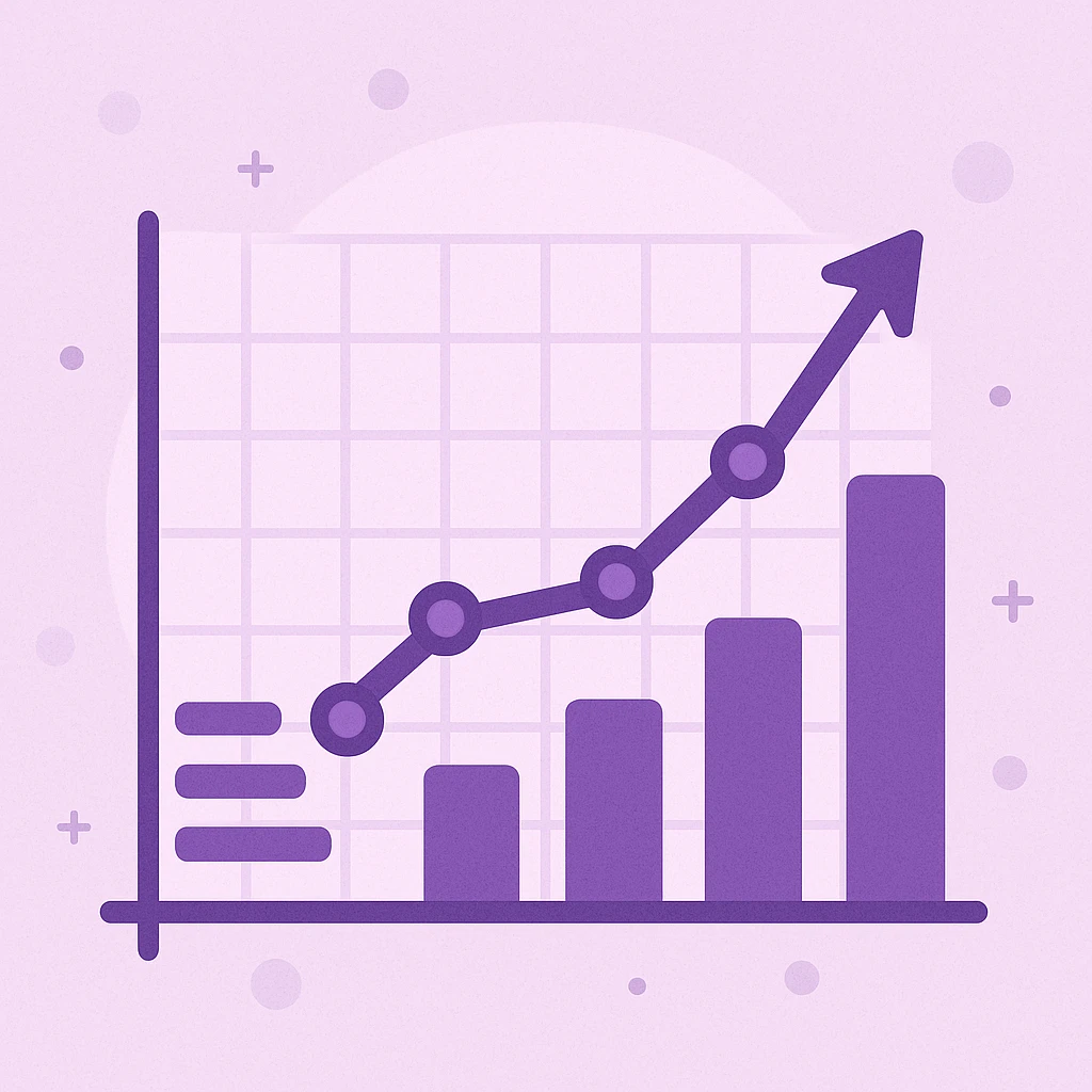 growth graph in purple, general style emoji