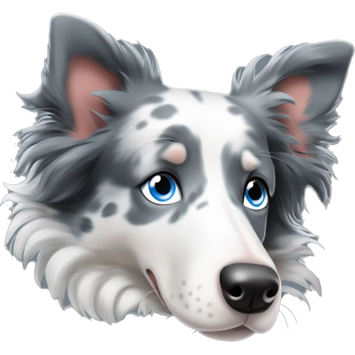 border collie blue merle sleeping with blue eyes emoji
