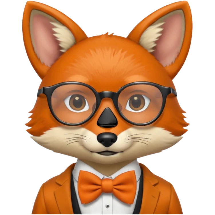 Fox with round glasses and bow tie. emoji