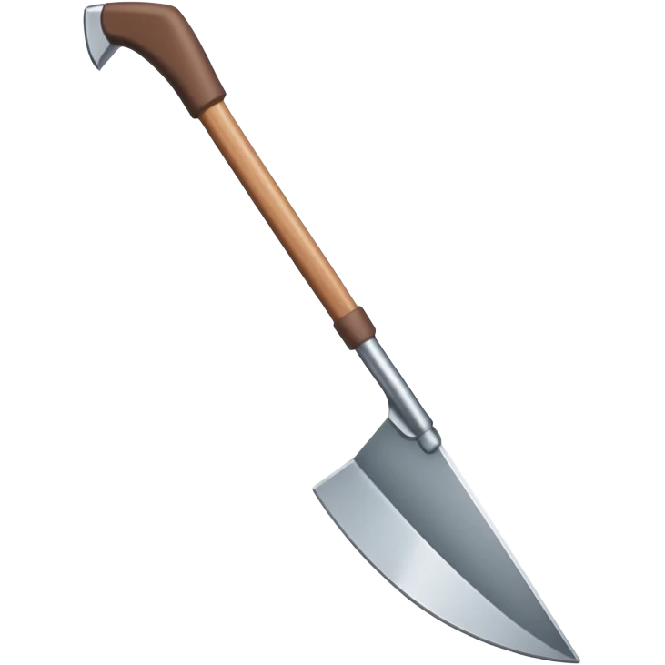 angled view of diamond hoe with brown handle emoji
