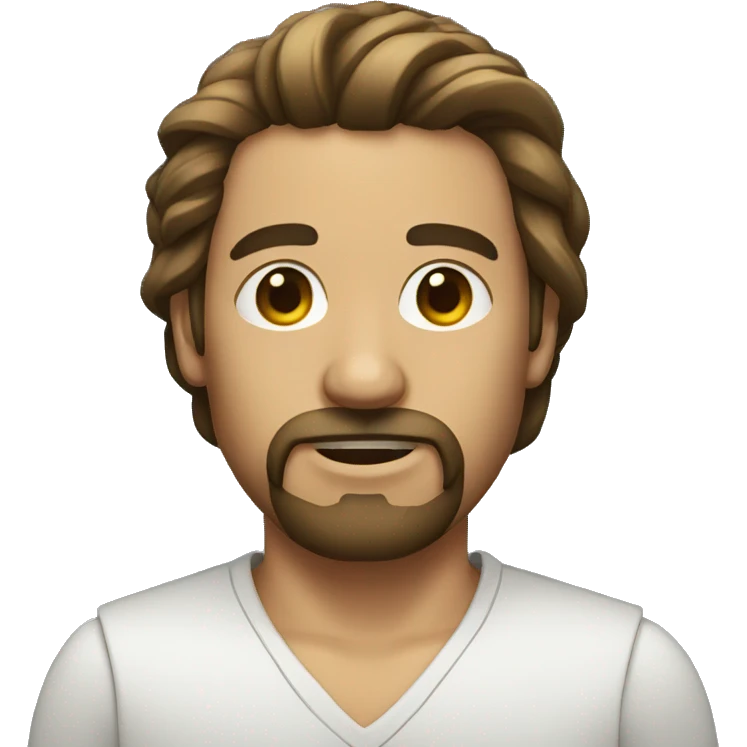 Men with long, tied hair and a goatee emoji