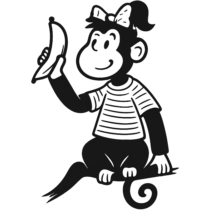 Add a cute hair bow to the monkey. Keep the background transparent. emoji