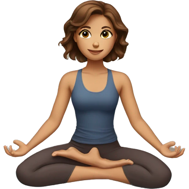 A beautiful girl with brown hair doing yoga emoji
