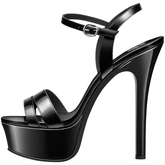 ultra realistic shiny black leather platform sandals emoji