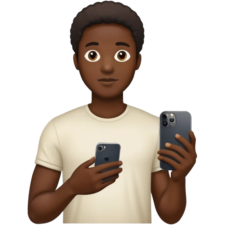 Black man holding an iPhone 14 Pro emoji