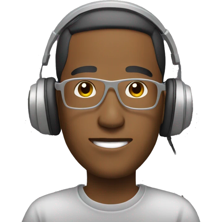 male with headphones on 90s computer emoji