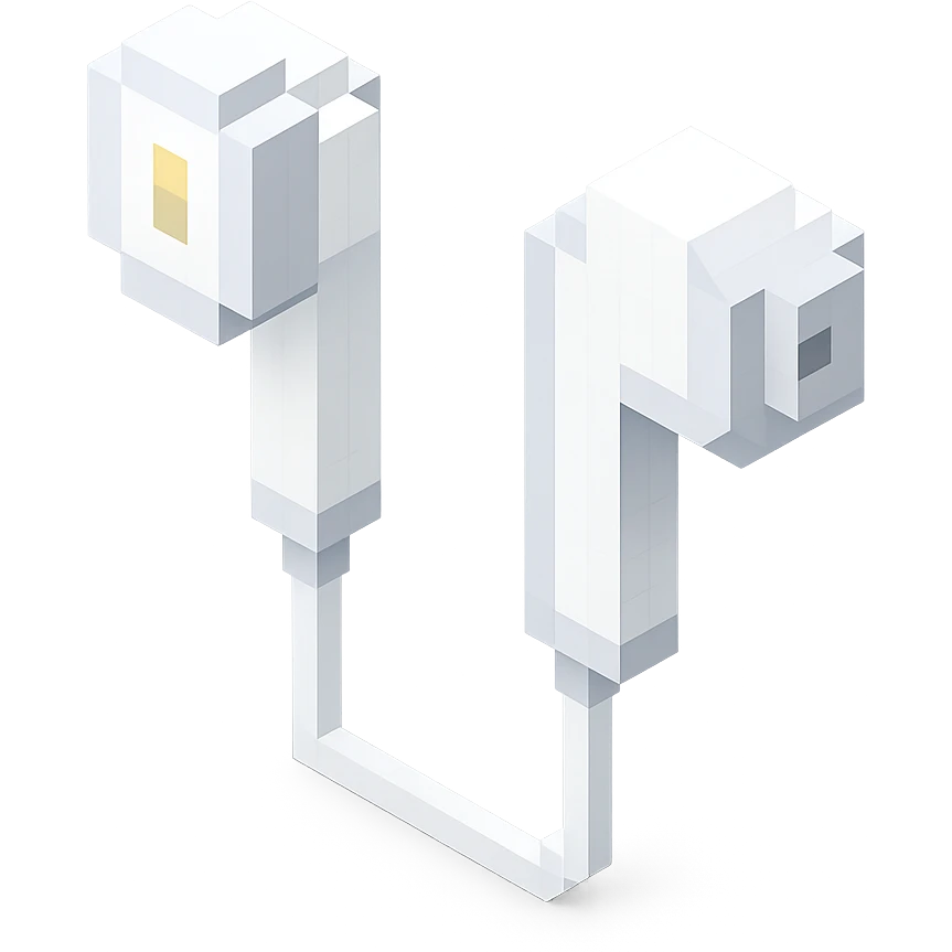 white EarPods headphones with a matte finish, slightly angled view emoji