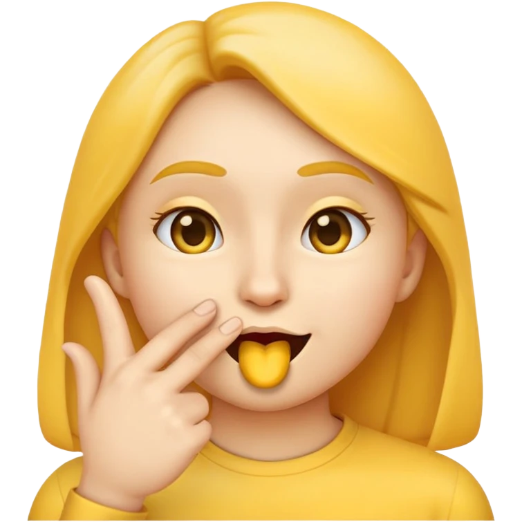 emoji face making shush gesture with finger on lips, other hand pointing at jaw, pressing cheekbones emoji