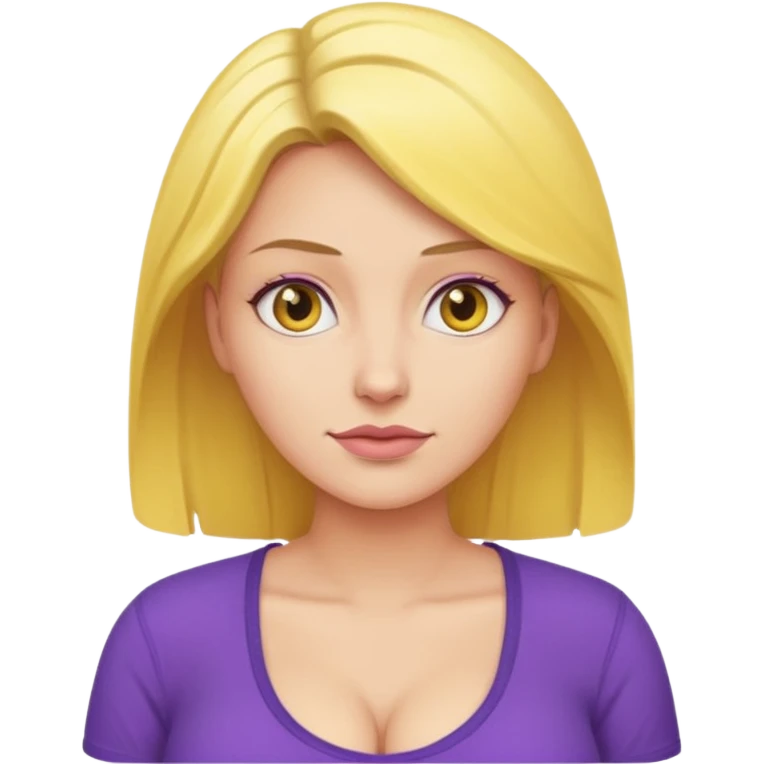 Make a yellow woman with a purple shirt with big boobs emoji