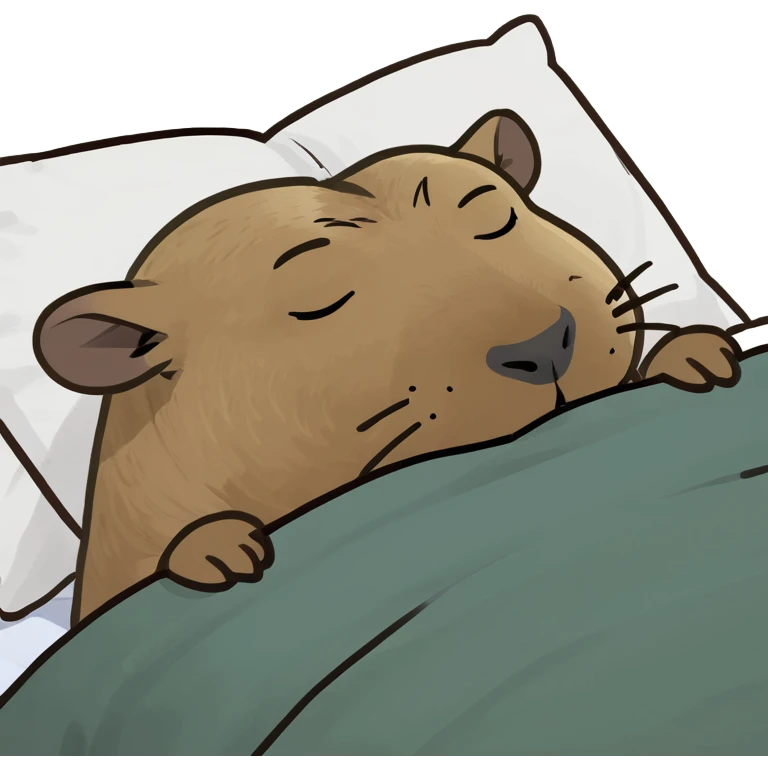 Adorable capybara sleeping in bed emoji